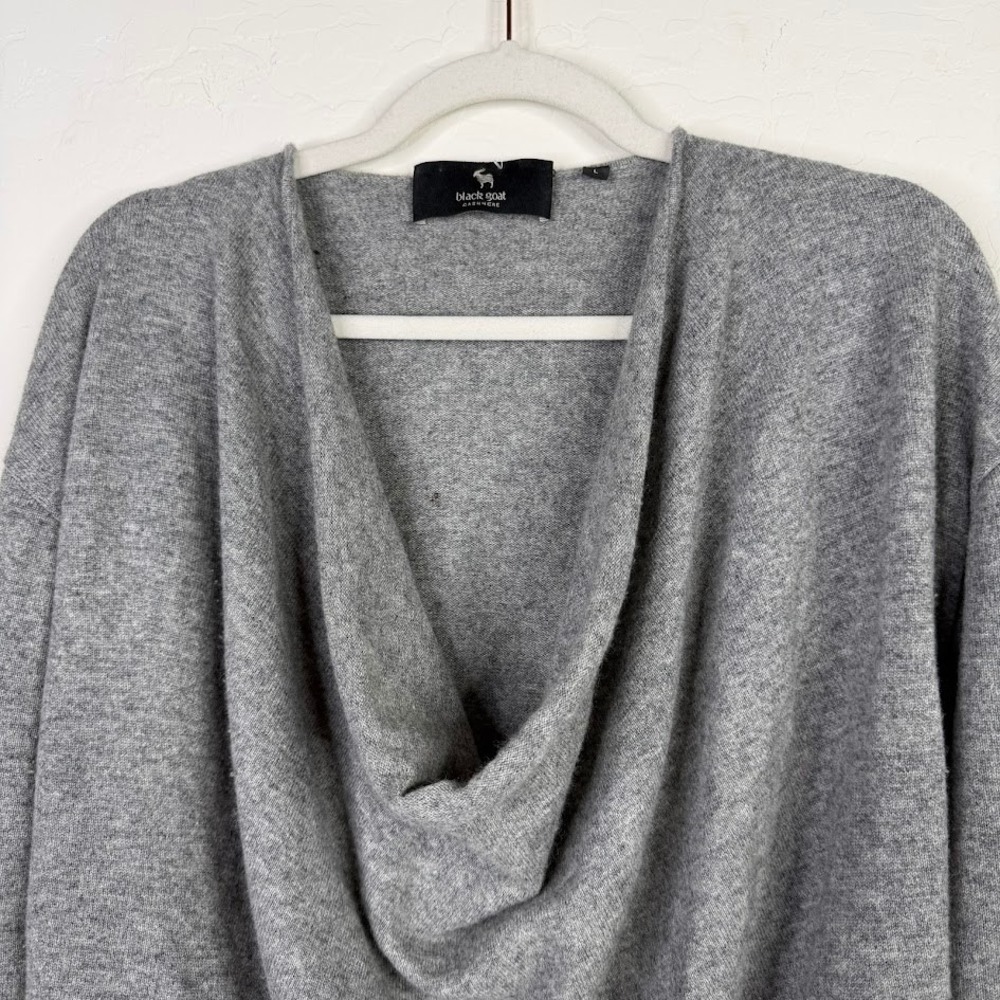 NEW Black Goat Womens Cashmere Cowl Neck Sweater Gray Quiet Luxury Capsule Large - Picture 2 of 12